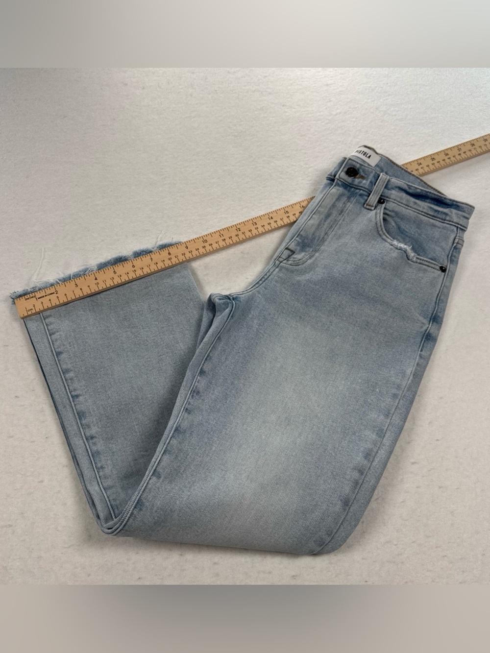 Pistola Lennon High Rise Cropped Boot Cut Jeans Womens 29 Raw Hem Lt Wash Ankle - Picture 7 of 7